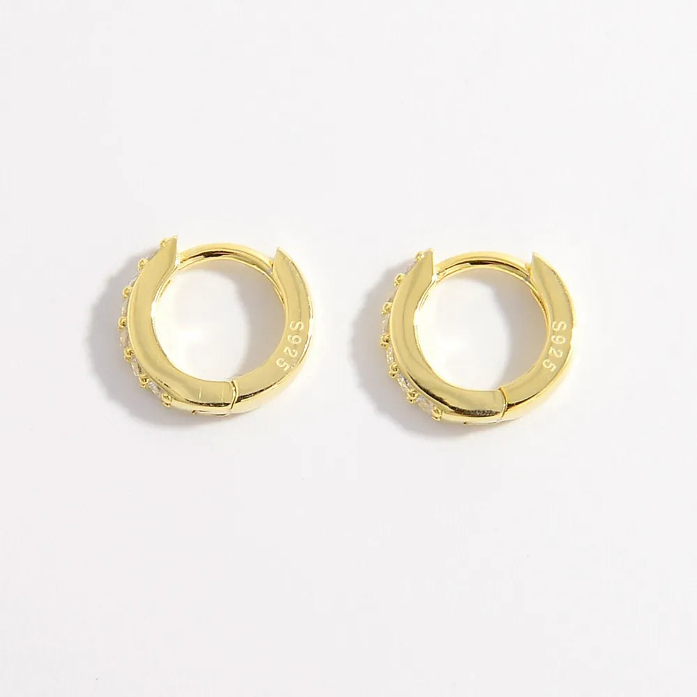 925 Sterling Silver Inlaid Zircon Huggie Earrings - Fashion Jewelry by Chic Yana's Fashion