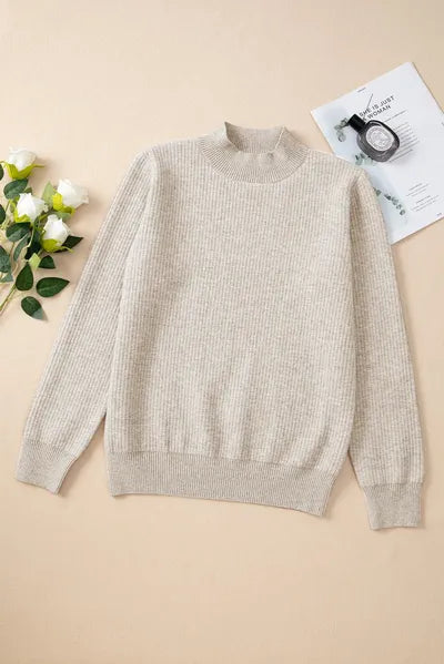 Mock Neck Long Sleeve Sweater - Chic Yana's Fashion