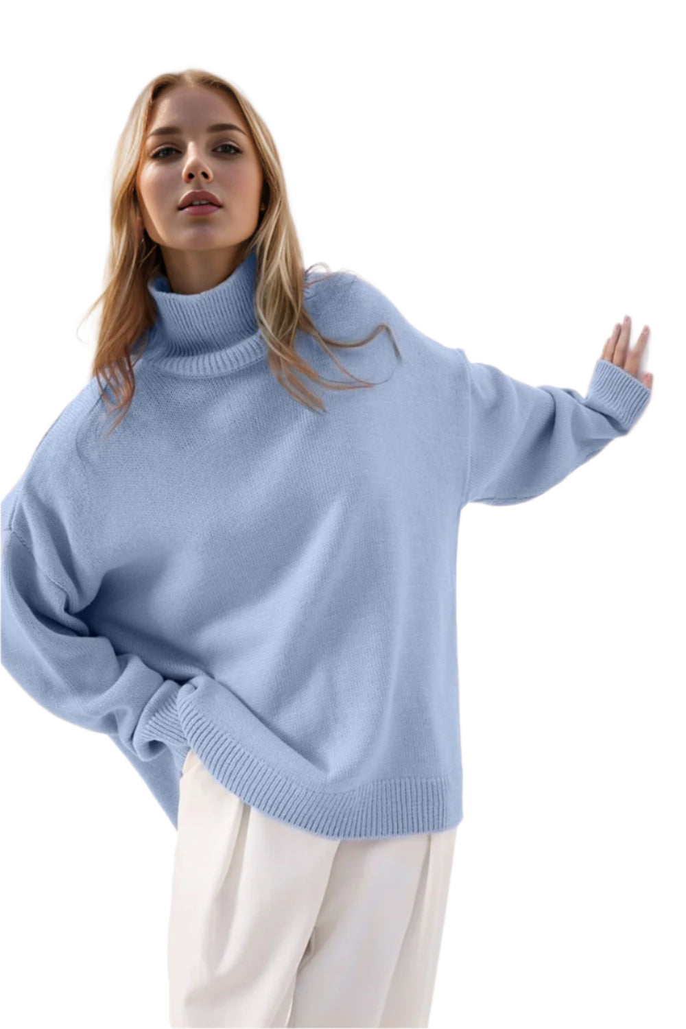 Basic Bae Side Slit Turtleneck Long Sleeve Sweater - High-Quality Fashion | Chic Yana