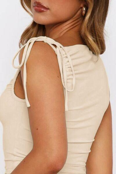 Ruched Tied Solid Color Tank - Chic Yana's Fashion