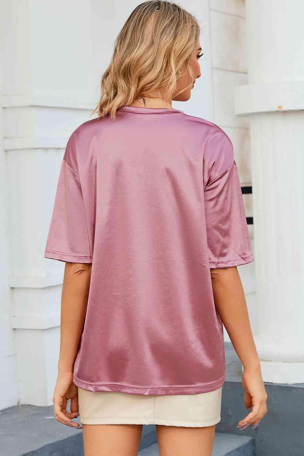 Round Neck Dropped Shoulder Top - Chic Yana's Fashion