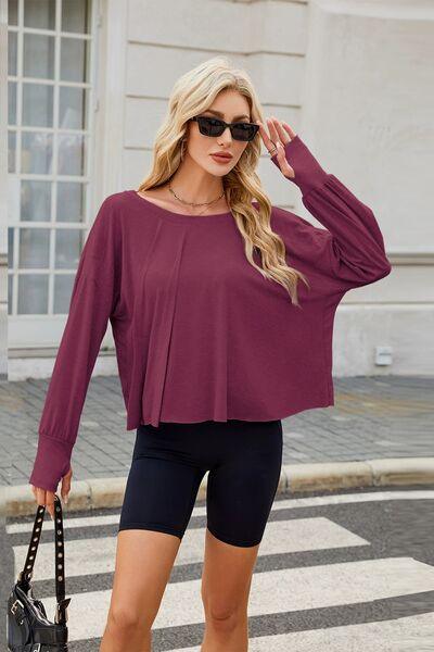 Backless Round Neck Long Sleeve T Shirt - Chic Yana's Fashion