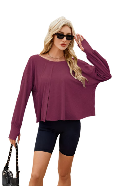 Backless Round Neck Long Sleeve T Shirt - Chic Yana's Fashion
