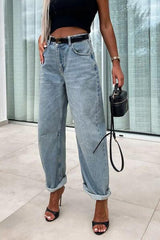 Cuffed Jeans With Pockets - Chic Yana's Fashion