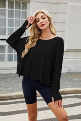 Backless Round Neck Long Sleeve T Shirt - Chic Yana's Fashion