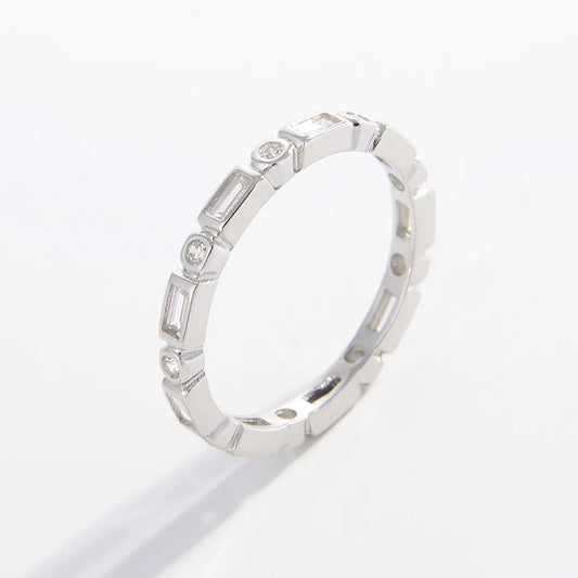 925 Sterling Silver Geometric Shape Zircon Ring - Fashion Jewelry by Chic Yana's Fashion