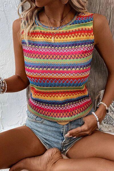 Contrast Round Neck Tank - Chic Yana's Fashion