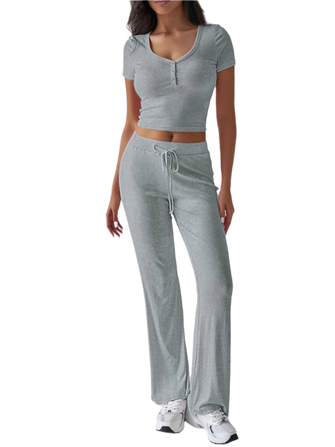 Devine Short Sleeve Top and Drawstring Pants Set - Shop Now at Chic Yana's Fashion