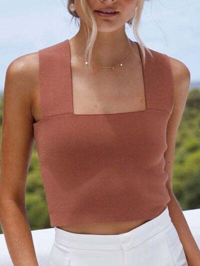 Square Neck Wide Strap Tank - Chic Yana's Fashion