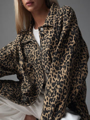 Flattering fit and modern design make the Leopard Button Up Long Sleeve Denim Top a standout piece.