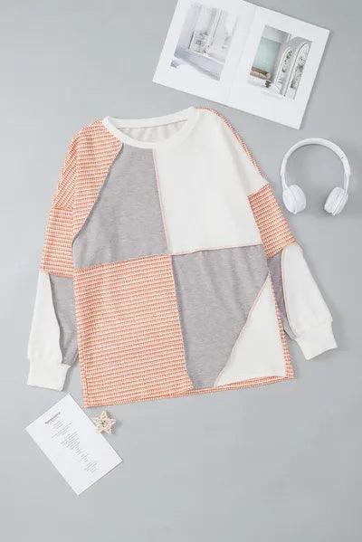 Color Block Exposed Seam Sweatshirt - Chic Yana's Fashion