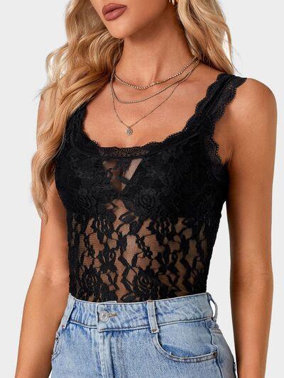 Lace Scoop Neck Tank - Chic Yana's Fashion