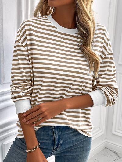 Ivy Lane Striped Round Neck Long Sleeve Sweatshirt - Chic Yana's Fashion