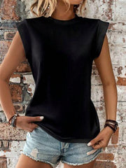 Round Neck Cap Sleeve Blouse 1 - Chic Yana's Fashion