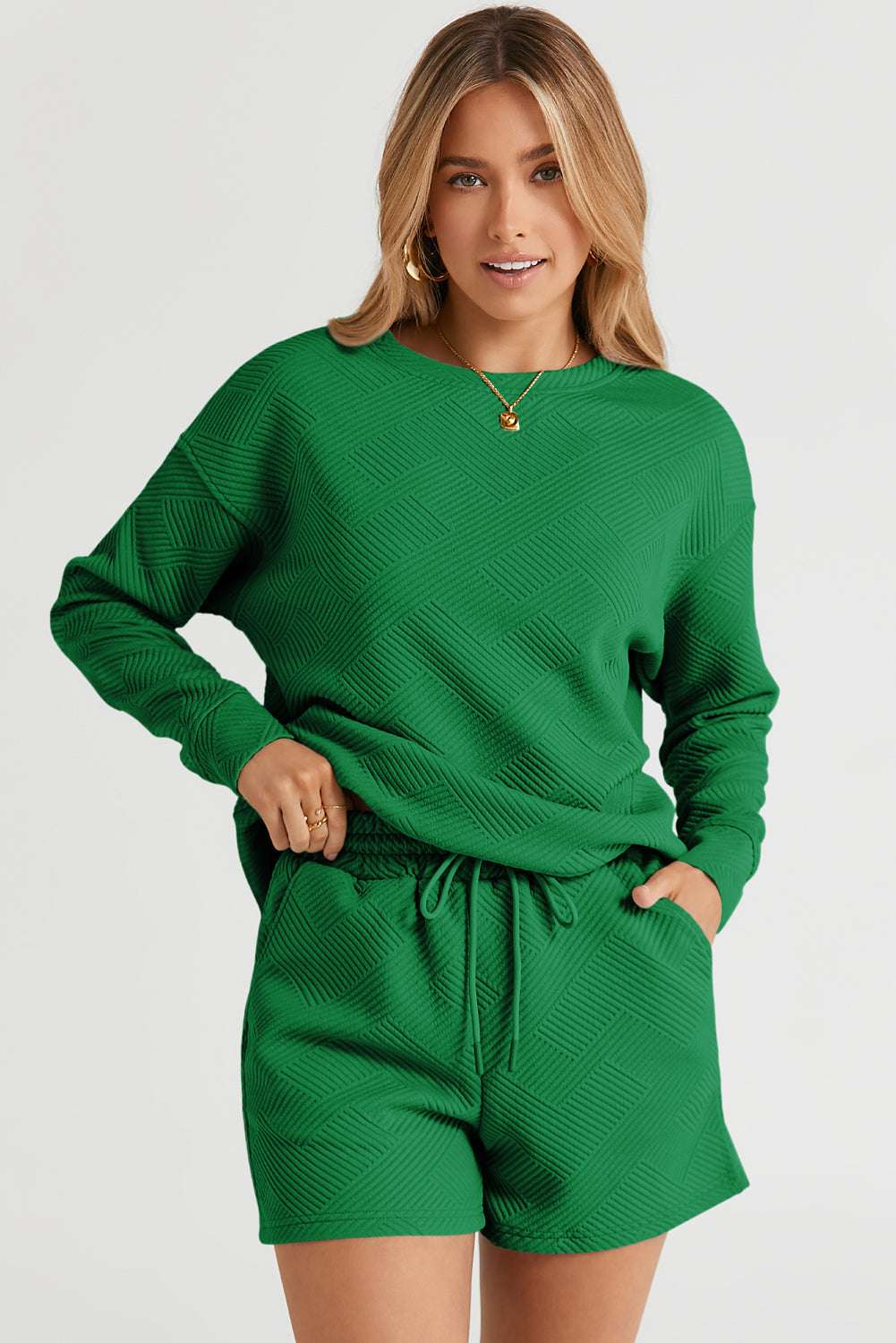 Round Neck Dropped Shoulder Top and Shorts Set – Chic Yana’s Fashion