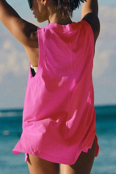 Side Slit V Neck Tank 1 - Chic Yana's Fashion