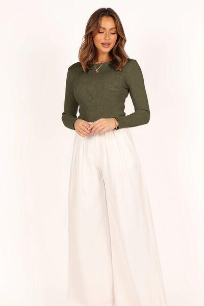 Lettuce Edge Round Neck Long Sleeve T Shirt - Chic Yana's Fashion
