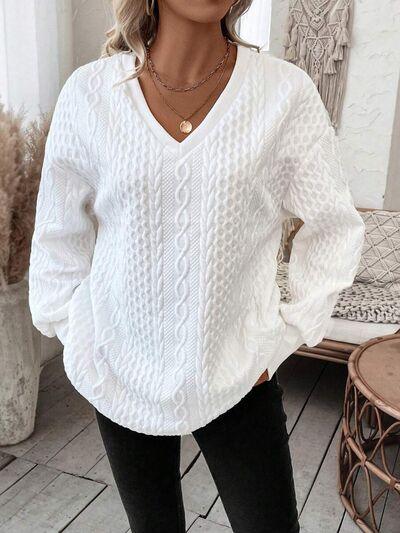 V Neck Long Sleeve Sweatshirt 1 - Chic Yana's Fashion