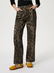 Leopard Straight Jeans with Pockets – A Bottoms designed for style and comfort.