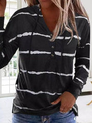 Drawstring Striped Long Sleeve Hoodie - Chic Yana's Fashion