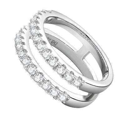 925 Sterling Silver Moissanite Double Layered Ring - Chic Yana's Fashion