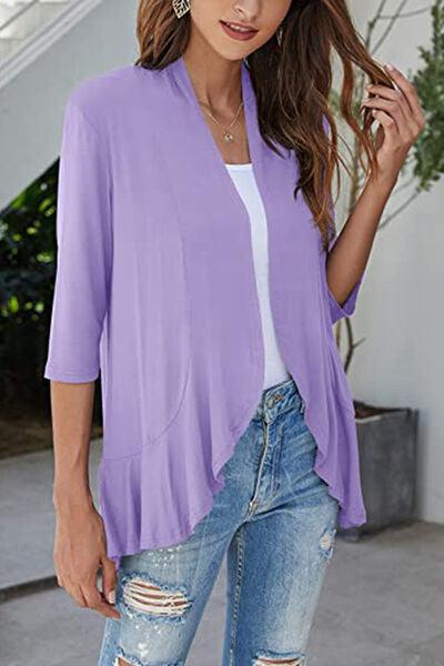 Open Front Three Quarter Sleeve Cardigan - Chic Yana's Fashion