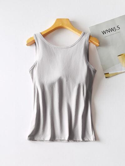 Round Neck Tank With Bra - Chic Yana's Fashion