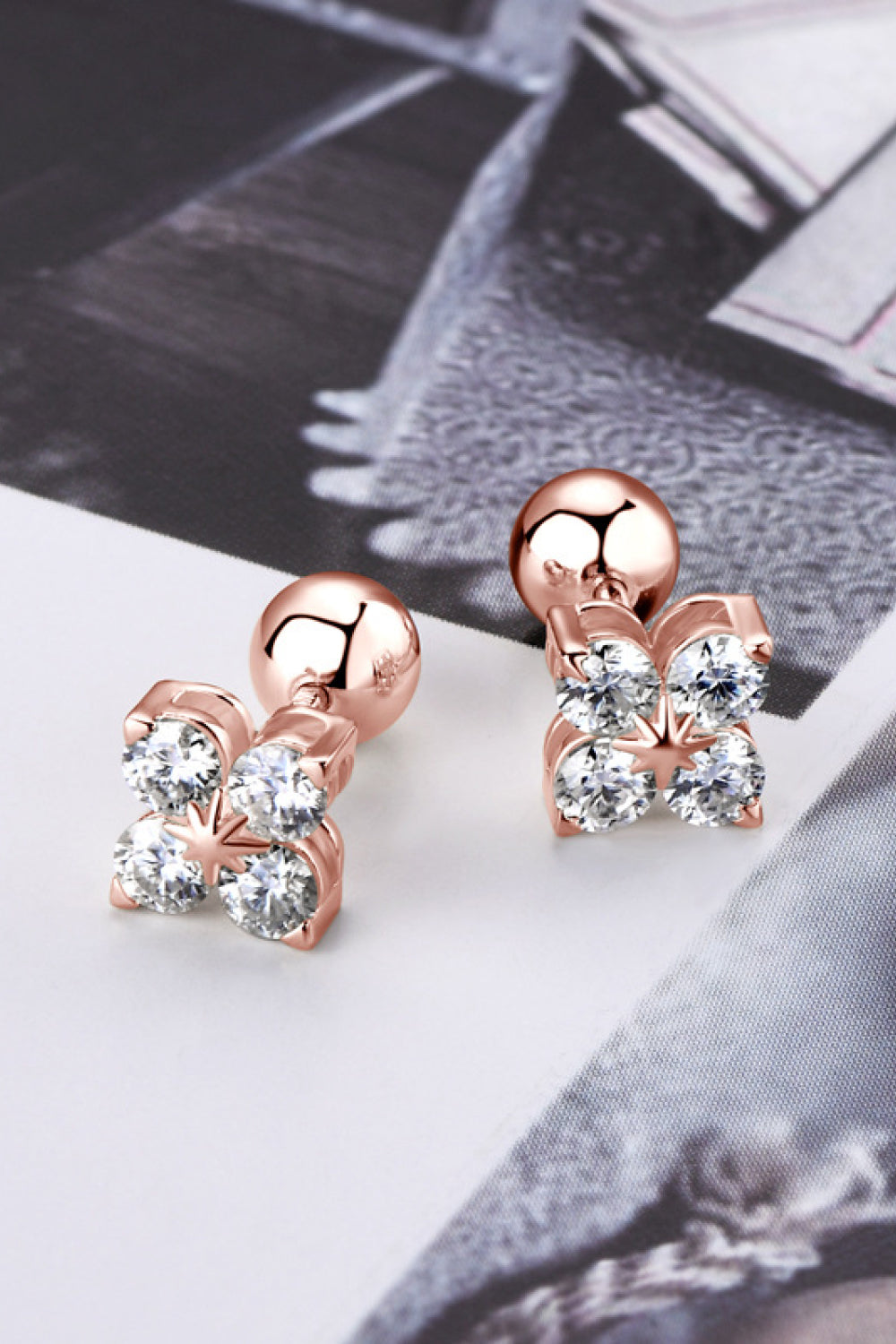 Moissanite 925 Sterling Silver Four-Leaf Clover Shape Earrings - Fashion Jewelry by Chic Yana's Fashion
