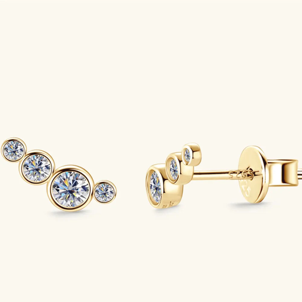 Moissanite 925 Sterling Silver Stud Earrings - Fashion Jewelry by Chic Yana's Fashion