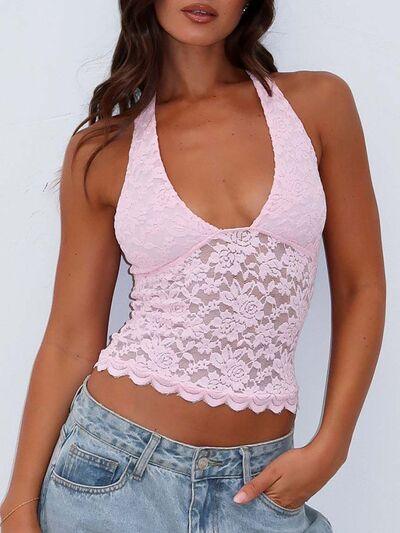 Lace Backless Halter Neck Cami - Chic Yana's Fashion