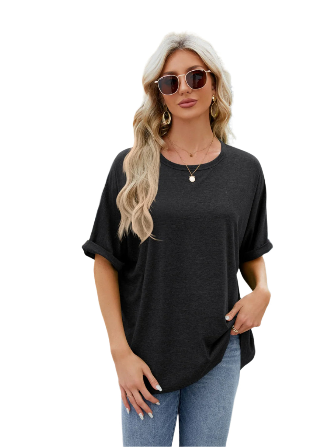 Florira Round Neck Half Sleeve T-Shirt - High-Quality Fashion | Chic Yana