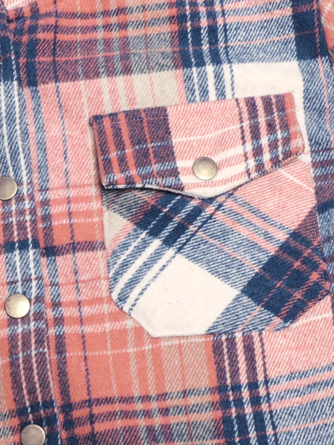Plaid Snap Down Long Sleeve Hooded Outerwear - Chic Yana’s Fashion