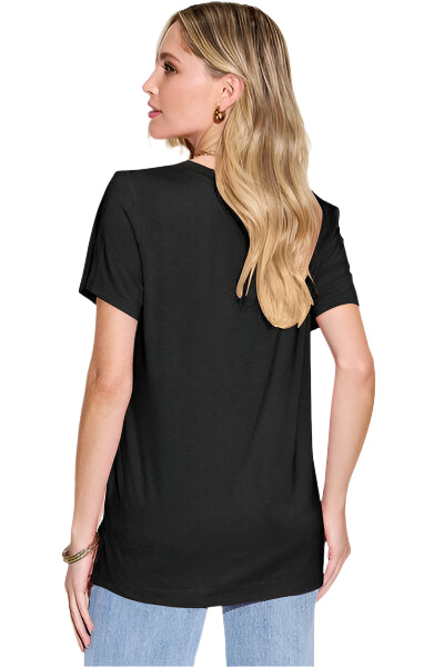 Basic Bae Bamboo Full Size V Neck High Low T Shirt - Chic Yana's Fashion