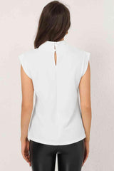 Mock Neck Cap Sleeve Blouse - Chic Yana's Fashion