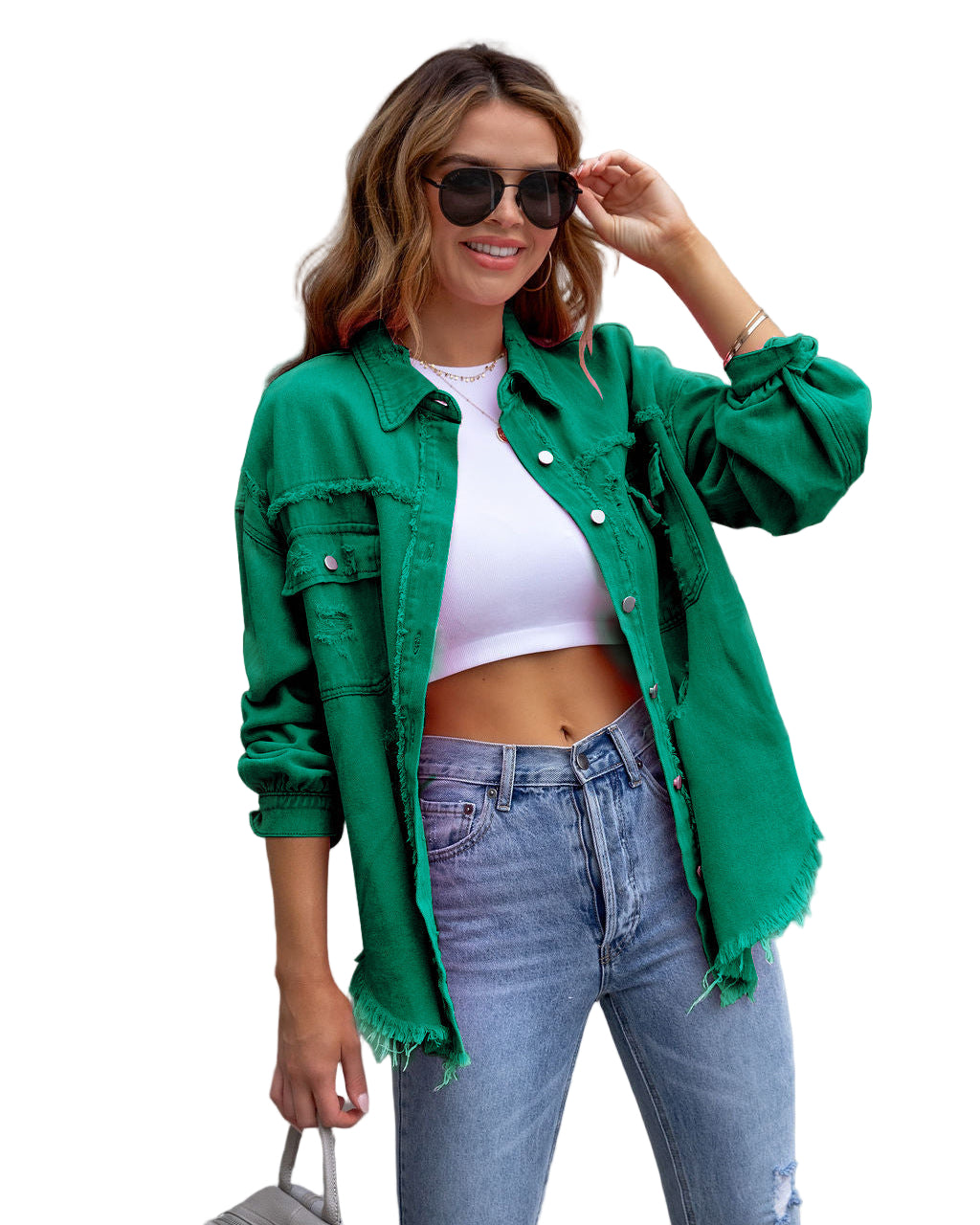 Ripped Shirt Jacket for Women — Spring, Fall — Chic Yana Fashion