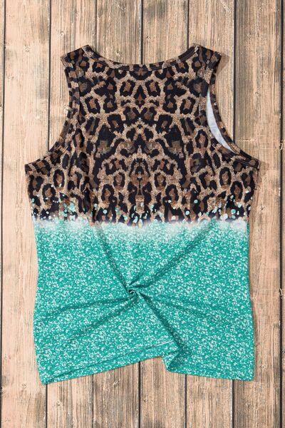 Leopard Geometric Round Neck Tank - Chic Yana's Fashion