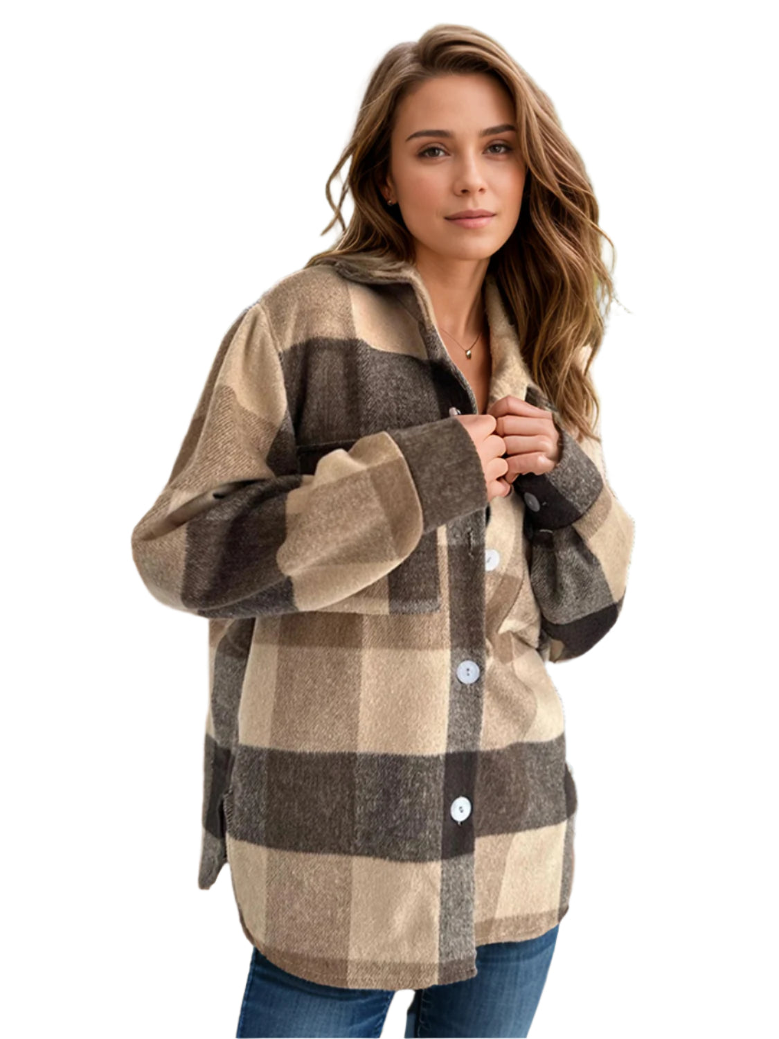Plaid Button Up Long Sleeve Shacket - Chic Yana’s Fashion