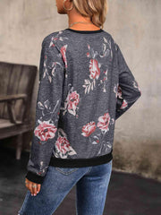 Perfee Floral Round Neck Raglan Sleeve Sweatshirt - Chic Yana's Fashion