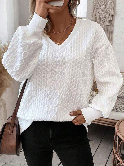 V Neck Long Sleeve Sweatshirt 1 - Chic Yana's Fashion