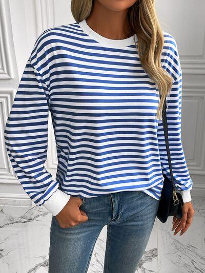 Ivy Lane Striped Round Neck Long Sleeve Sweatshirt - Chic Yana's Fashion