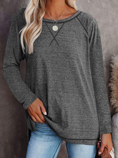 Round Neck Long Sleeve T Shirt - Chic Yana's Fashion