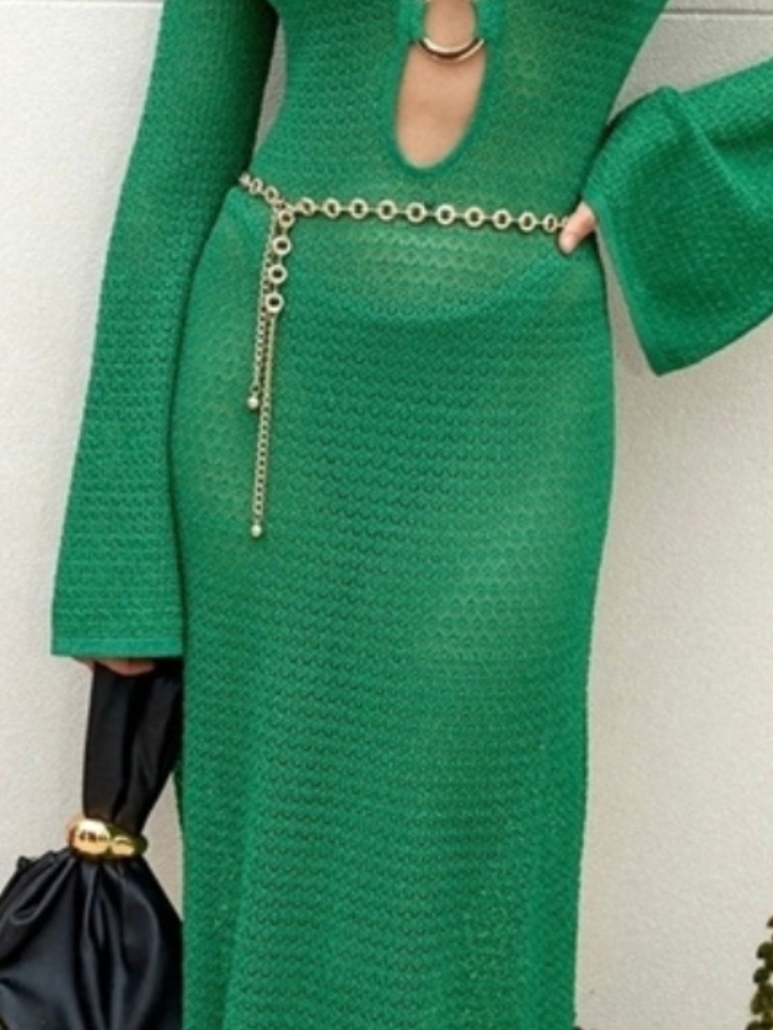 Slit Plunge Flare Sleeve Cover Up Dress 1 - Stylish and Trendy Women's Fashion from Chic Yana's Fashion