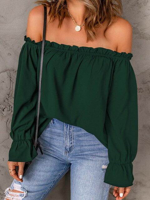 Off Shoulder Flounce Sleeve Blouse - Chic Yana's Fashion