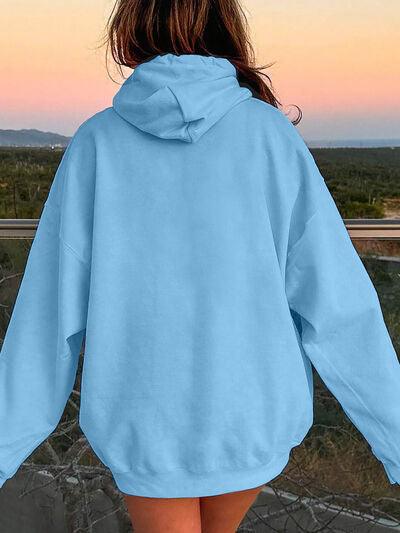 Drawstring Dropped Shoulder Hoodie - Chic Yana's Fashion