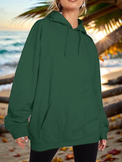 Drawstring Dropped Shoulder Hoodie - Chic Yana's Fashion