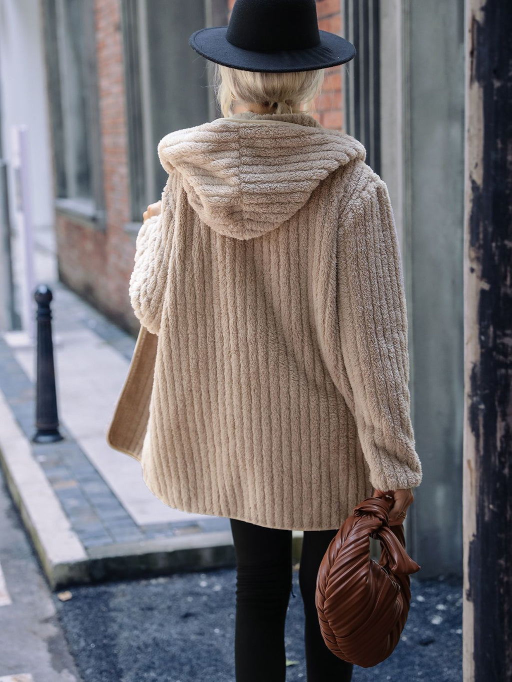 Open Front Ribbed Hooded Coat - Chic Yana’s Fashion