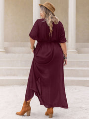 Plus Size Round Neck Half Sleeve Dress - Chic Yana's Fashion