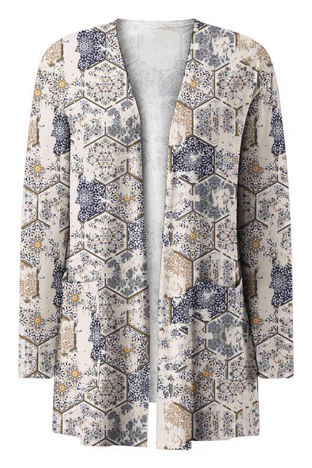 Printed Long Sleeve Cardigan - Chic Yana's Fashion