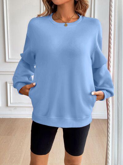 Ivy Lane Round Neck Long Sleeve Sweatshirt - Chic Yana's Fashion