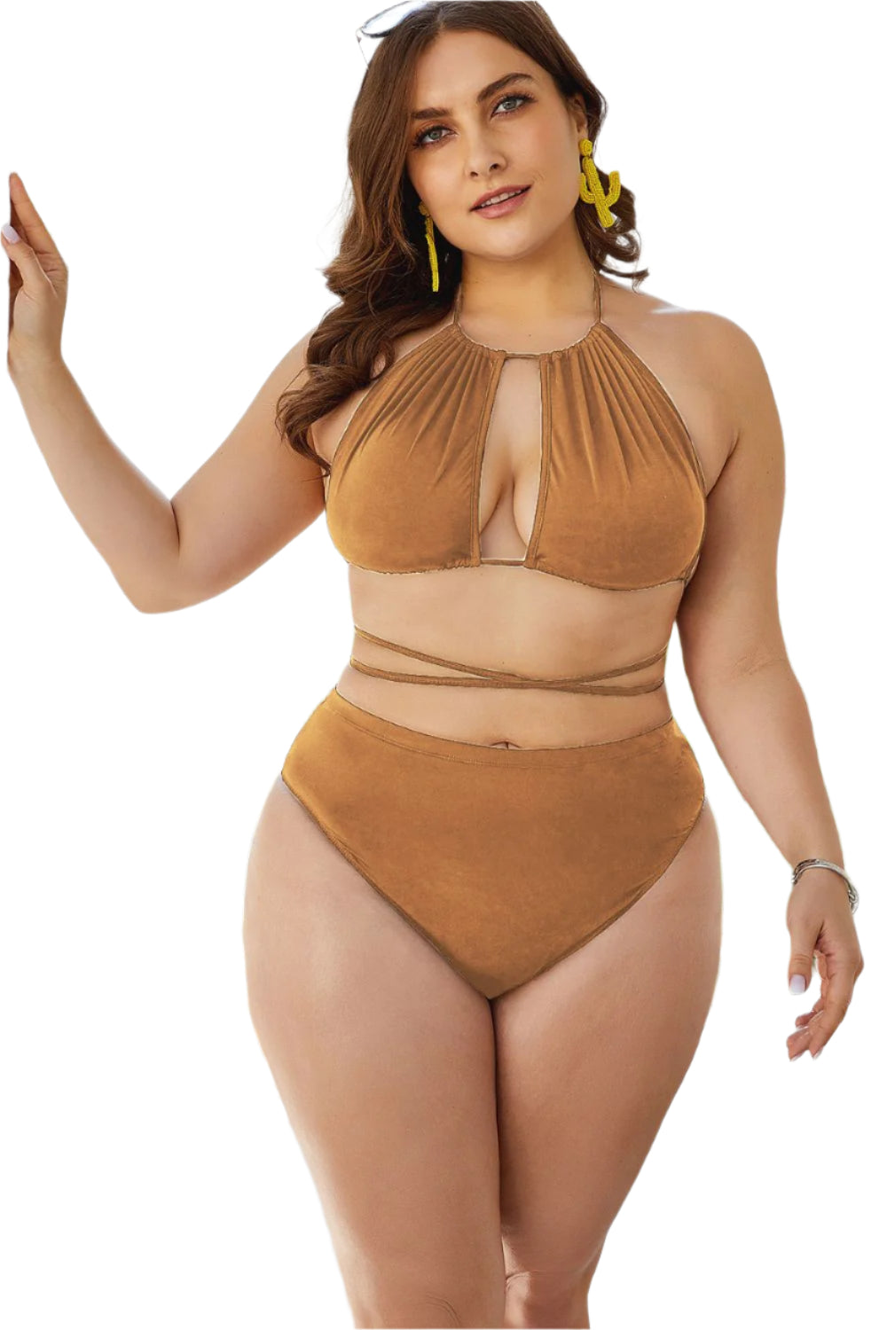 Plus Size Cutout Tied Backless Bikini Set - Stylish and Trendy Women's Fashion from Chic Yana's Fashion
